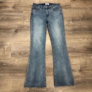 PAIGE Laurel Canyon High Rise Flare/Bootcut Jeans Raw Hem Marienne Wash Size 28